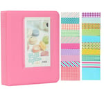 Anter 64 Pockets Mini Photo Album Compatible with Fujifilm Instax Mini 11 8 8+ 9 7s 25 26 50s 70 90 Instant Camera & Name Card with 20 PCS Stickers - Flamingo Pink