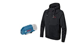 Bosch Professional GHJ 12+18V XA Heated Hoodie, Size 2XL (incl. GAA 12V-21 USB Charging Adapter, Without Rechargeable Battery, in Cardboard Box)