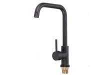 MorNon Kitchen Sink Mixer Tap Stainless Steel Kitchen Tap with Swivel Spout Single Level Solid Brass Kitchen Faucet,Hot and Cold Water Tap,Black