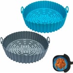 Air Fryer Silikonform, 2 Delar Air Fryer Tillbehör 20 cm Rund och Återanvändbar Tryckluftsfritös Tillbehör för Matlagningsställ, Stekning (Slumpmässig färg)