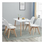 Eggree - Ensemble de Table et Chaises - Table Blanche pour 2 à 4 Personnes Accompagnée de 4 Chaises Blanches au Design Épuré