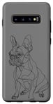 Coque pour Galaxy S10+ Boston Terrier Dog Line Art Minimaliste Mom Dad