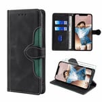 FMPCUON for Google Pixel 5A Case, Google Pixel 5A Leather Wallet Cover, Flip Folio Protective Phone Case with Wallet Card Holder + Tempered glass *2, Black