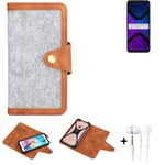 Felt Case + earphones for Lenovo Legion Phone Duel 2 Cover light grey