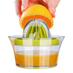 4 in 1 Manual Squeezer, SenPuSi Lemon Orange Squeezer Manual Citrus Hand Juicer with 2 Reamers & Measuring Container, Green