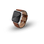 JT Berlin Charlie Bracelet en cuir pour Apple Watch 49 mm / 45 mm / 44 mm / 42 mm [Watch Ultra, Watch SE, Series 8/7/6/5/4/3/2/1, fermoir en acier inoxydable] Marron/argenté, Marron/argenté, Classique
