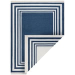 Rugsx - Tapis twin 22990 Cadre, Coton, double face, Franges écologiques - bleu foncé / crème blue 60x90 cm