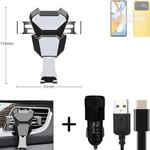  For Xiaomi Poco C40 Airvent mount + CHARGER holder cradle bracket car clamp