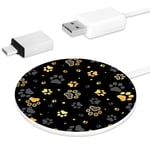 MUOOUM Gold Dog Paw Print And Star Fast Wireless Charger, Wireless Charging Pad 10W Unibody Fast Charging Pad Compatible for iPhone, airpods or any Qi enabled Smartphone