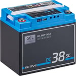 EDC38SC Batterie Décharge Lente Deep Cycle 12V 38Ah gel Solaire avec écran lcd/ PWM-Chargeur / marine, bateau, camping car - Ective