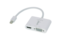 Lindy 41070, Mini DisplayPort, HDMI + VGA (D-Sub), Hankoppling, Honkoppling, Vit, 40 g