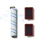 Vileda JetClean Kit d'accessoires de Nettoyage de Sol 3 en 1 avec 2 filtres Doubles et 1 Rouleau en Microfibre, Blanc/Rouge, Normal