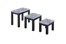 Furniture Express Nest of 3 Tables made from Wood and finished in High Gloss Marble Effect for the Living Room of your Home (Dark Grey)
