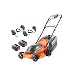 Flymo 36V EasiStore 340R Cordless Lawnmower Kit – x2 18V Power For All Battery and Charger included, 34cm Cutting Width, Striped Lawn Finish, Close Edge Cutting, 35L Grass Box, Lightweight