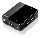 KVM-switch 2st DisplayPort - USB - 3.5mm - Svart