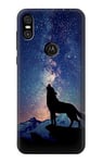 Wolf Howling Million Star Case Cover For Motorola One (Moto P30 Play)