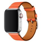 Apple Watch Series 5 44mm cross texture genuine leather watch band - Orange