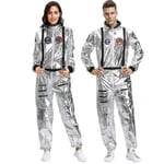 Silver Spaceman vuxen herr cosplay kostymer, inklusive Spaceman jumpsuit set, lämplig för Halloween eller andra temaevenemang Men XL