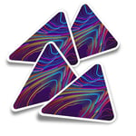 4x Triangle Stickers - Neon Lights Line Pattern #15839