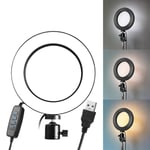 6" Led Ring Light Dimmable Usb 5500k Fill Lamp Photography Phone + Adapter