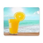 Orange Juice Drinks with Tropical Summer Beach Rectangle Non Slip Rubber Comfortable Computer Mouse Pad Gaming Mousepad Mat with Designs for Office Home Woman Man Employee Boss Work