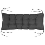 Sittdyna 100x40 cm stolsdyna med knytband, 10 cm tjock stoppning, tvättbar sittdyna för hem, trädgård, soffa, stolar, mörkgrå
