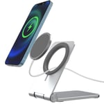 Stand for Magsafe Charger, FACEVER Adjustable Charging Station Dock for iPhone 12 Pro Max Mini Wireless Charger, Silver