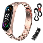 MIJOBS Strap for Xiaomi Mi Band 6 Stainless Steel Bracelet Xiaomi Band 5 Metal Strap for Mi Band 4 Waterproof Bracelets Miband 6 Replacement Bracelet Compatible with Xiaomi Mi Band 3/4/5/6