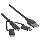 Ansmann USB 3-in-1 Micro/Type-C/Lightning data and charging cable, 120 cm, suitable for all standard devices that are charged or operated with a USB-C, Lightning or Micro USB port