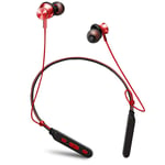 Fashion Bluetooth Earphone, Wireless Bluetooth Earphones, Sport Neck Hanging Earpiece, Stereo Handsfree Bluetooth Earbuds, with Mic, for Gym/Smartphone (Color : Red)