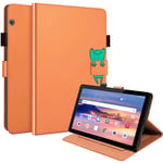 Ailisi Case for Huawei MediaPad T3 10 (9.6 inch), Cute Cartoon Frog PU Leather Folio magnetic Flip Case Smart Cover with Stand Support, Card Slots for Tablet Huawei MediaPad T3 10 -Orange