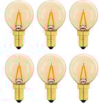 G40 Vintage Mini E14 LED-lampa 1w, Bärnstensfärgad Edison-ersättningslampa E14 10w för dekorativa lampor, Varmvit 2200k, Ej dimbar, 6-pack