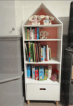 Retro Kids Bookcase Tall Storage Unit Children White Drawer Shelf Cabinet Rack