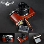 Genuine Real Leather Half Camera Case Bag Cover for Olympus E-P5 EP5 Bottom Open