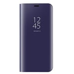 KERUN Coque pour Huawei Mate 40 Pro 5G, Clear View Etui à Rabat Cover Antichoc Étui Housse Translucide Standing Flip Support Miroir Case pour Huawei Mate 40 Pro 5G(Bleu Violet)