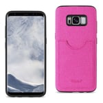 Reiko Wireless REIKO for Samsung GALAXY S8 EDGE/ PLUS ANTI-SLIP TEXTURE PROTECTOR COVER WITH CARD SLOT IN HOT PINK