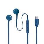 JBL Tune 305 C, Écouteurs filaires Hi-Res, Son Pure Bass, Connexion USB-C, câble Plat Anti-nœuds, télécommande à Trois Touches avec Microphone, en Bleu