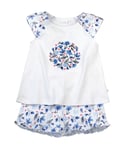 Mini Vanilla Girls' Jersey Floral Shortie Cotton Pyjamas - Blue - Size 5-6Y