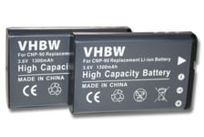 vhbw 2x Batteries remplacement pour Casio NP-90 pour appareil photo, reflex numérique (1300mAh, 3,6V, Li-ion)