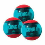 Kong Squeeze Action Ball Medium 3 Pk Rubber,durable Bouncy,squeaky,branded