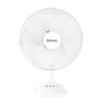 Beldray EH3198 Oscillating 12 Inch Desk Fan – Portable Cooling Fan with Adjustable Head, 3 Speed Settings, 3 Durable Blades & Mesh Guard, Electric Tabletop Fan for Office/Home/Bedroom, 35W, White