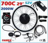 700C 29" Electric Bicycle Conversion Kit Rear Wheel Motor Hub 2000 52V