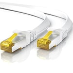 Câble réseau plat CAT 7 de 10 m - Câble Ethernet - Gigabit LAN 10 Gbit s - Câble patch - Câble plat - Câble de pose - Câble brut catégorie 7 - Blindage U FTP PIMF avec fiche RJ 45 - Modem commutateur,