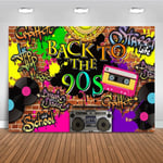 90-talets bakgrund Hip Hop Graffiti tegelvägg Retro radio mode fotobakgrund Tillbaka till 90-talets temafestbanderoll Dekorationer Bakgrunder (7x5ft)