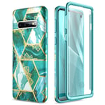 SURITCH for Samsung S10 Case Silicone with Built-in Screen Protector 360 Degree Full Body Protection Cover Bumper Shockproof Non Slip Case for Samsung Galaxy S10 (Green Mandala)