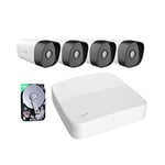 Tenda 【4MP+1TB Hard Drive】4 Channel PoE CCTV Camera System Ultra HD Video with Smart Human Detection, N6P-4CH H.265 NVR with 4x 4MP Outdoor PoE Home Security Cameras, App Remote Monitoring, K4P-4TR-1T
