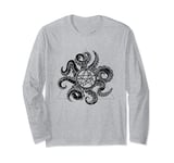 Geometric Lovecraftian Necronomicon Sigil & Black Tentacles Long Sleeve T-Shirt