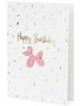 1 vitt "Happy Birthday"-kort med märke/nål 10,5x14,8 cm