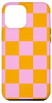 iPhone 15 Plus Pink & Orange Big Checkered Preppy Checkerboard Case