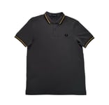 Fred Perry Mens Gunmetal Twin Tipped  Polo Size UK Medium 36 - 38" Chest M3600